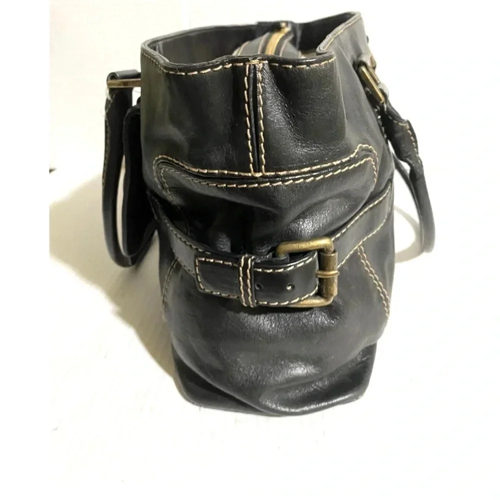 Michael Kors black leather satchel handbag